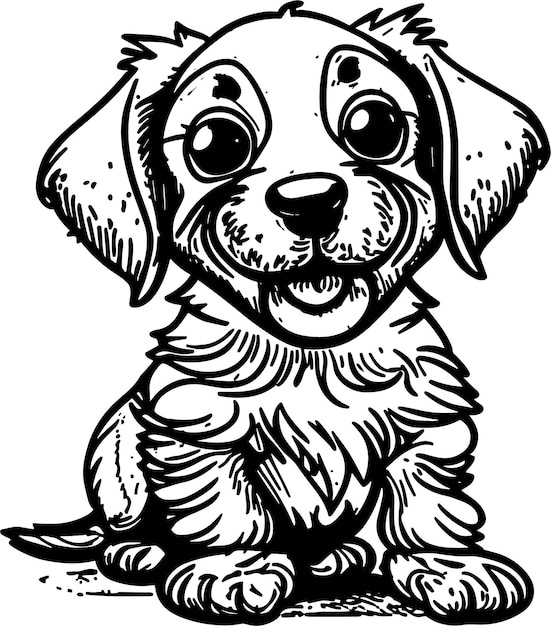 Premium vector playful puppy floppy ears and wagging tail perfect for coloring fun
