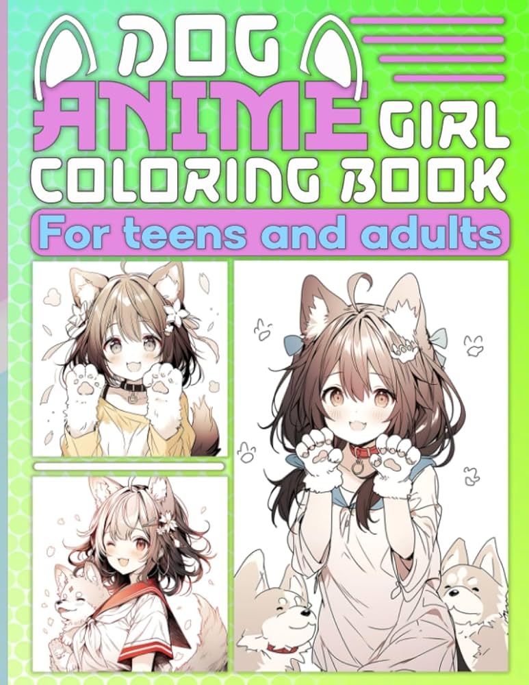 Dog anime girl coloring book beautiful girls with dog ears and tails coloring pages in japanese chibi manga art style anime girls coloring book colora mia