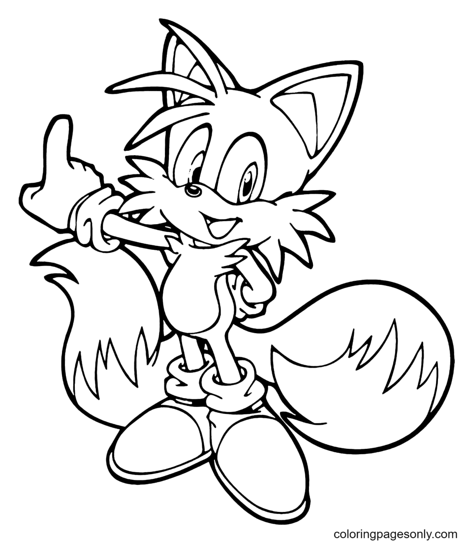 Tails the yellow fox with two tails coloring page