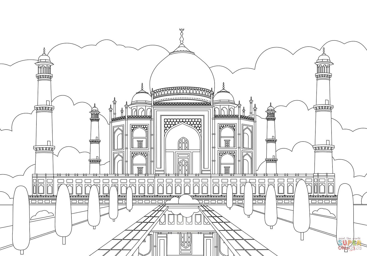 Taj mahal coloring page free printable coloring pages