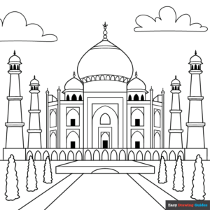 Taj mahal coloring page easy drawing guides