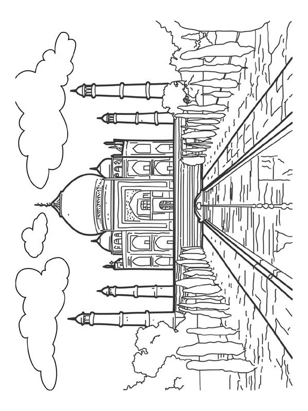 Taj mahal india coloring page