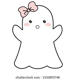 Outline vector cute ghost halloween bow stock vector royalty free