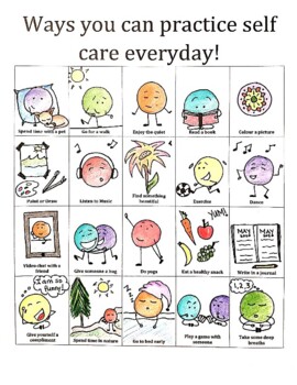 Self care poster coloring sheet by harjoyt johal tpt