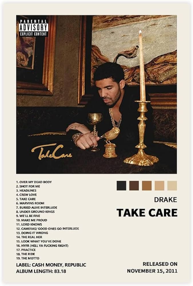 Wanmly drake poster take care music album cover poster canvas poster wall art decor print picture paintings for living room bedroom decoration unframexinchxcm posters prints