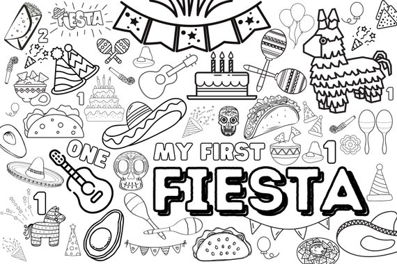 Huge first fiesta coloring poster for kids adults great for family time girls boys arts and crafts senior care facilities schools
