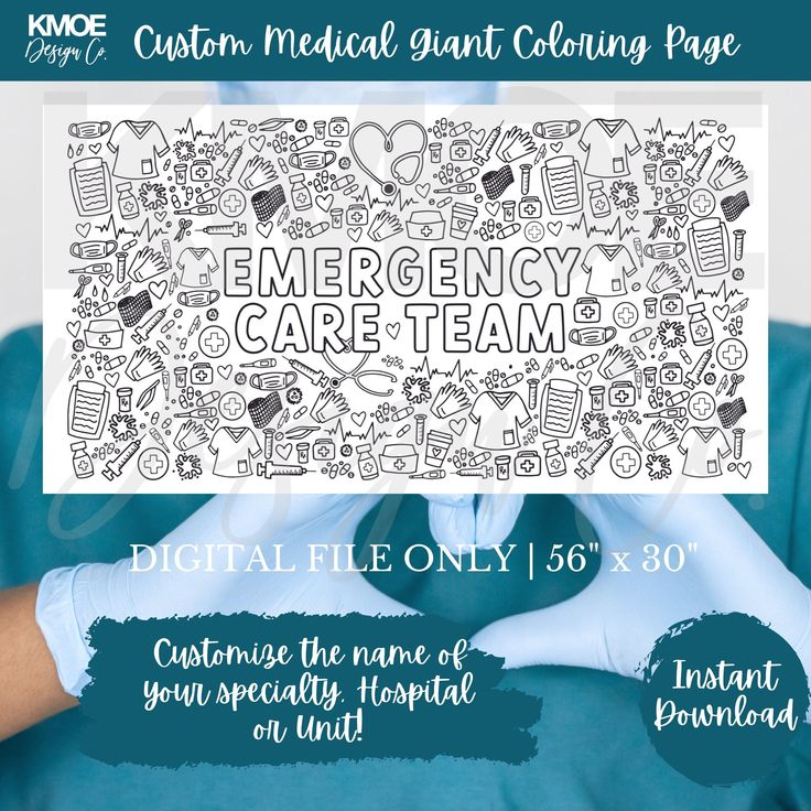 Custom medical giant coloring poster nurse coloring poster
