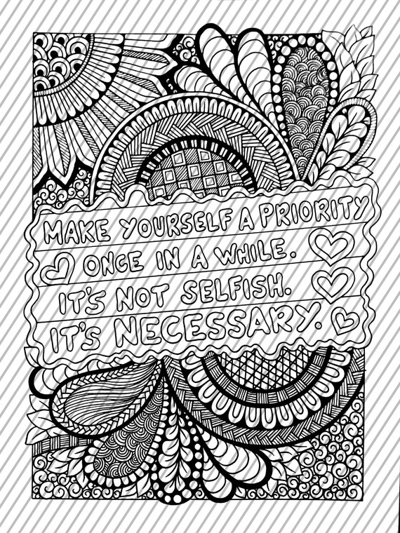 Make yourself a priority quote self care coloring page large coloring sheet giant coloring poster poster print wall decor