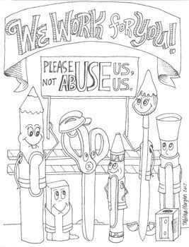 We work for you color sheet art class posters art room posters art classroom