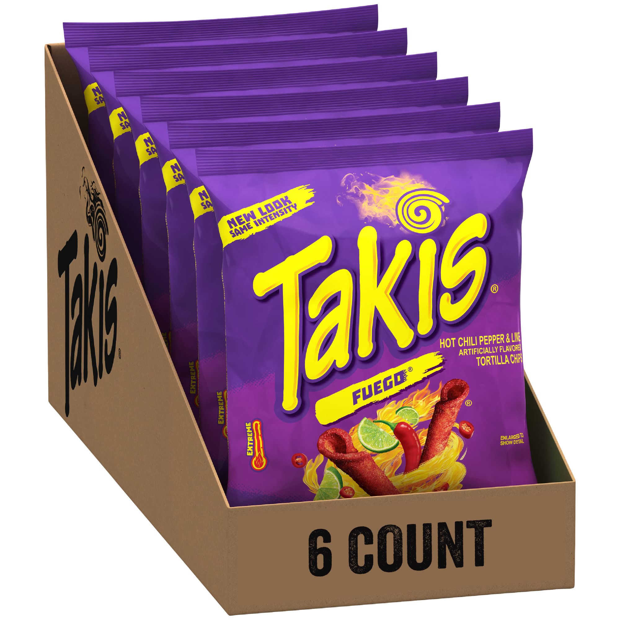 Takis fuego rolled spicy tortilla chips hot chili pepper lime flavored hot chips multipack individual bags ounces each