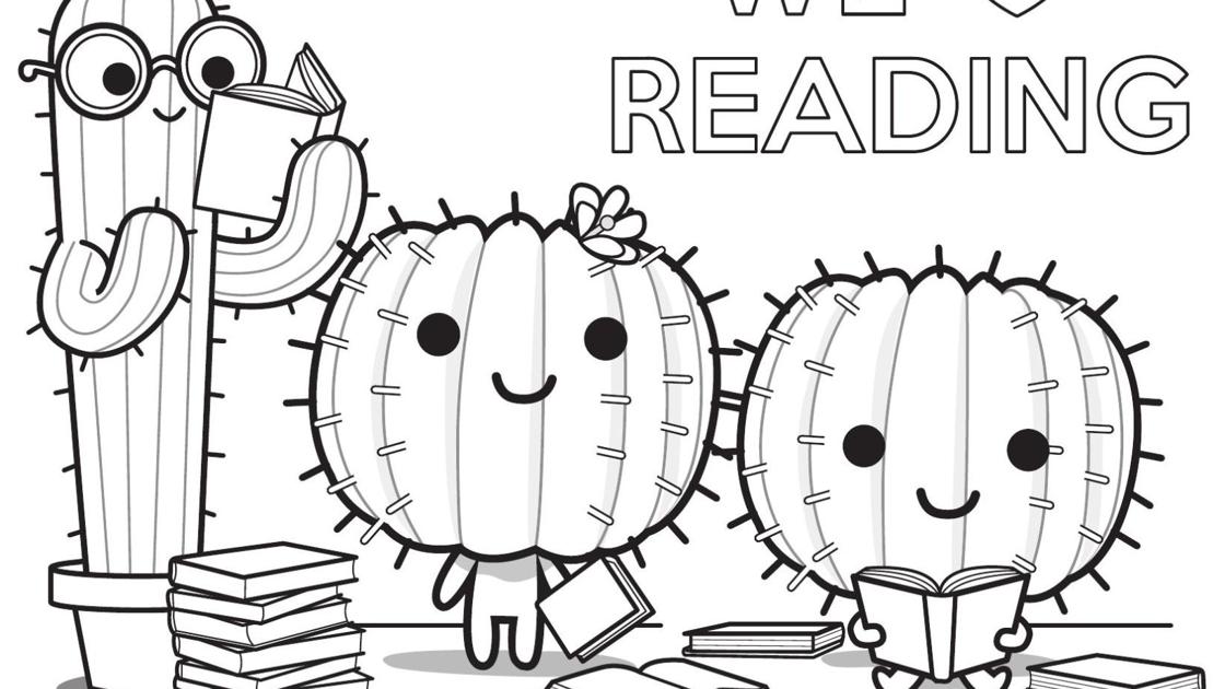 Reading cactus coloring page this is tucson tucson