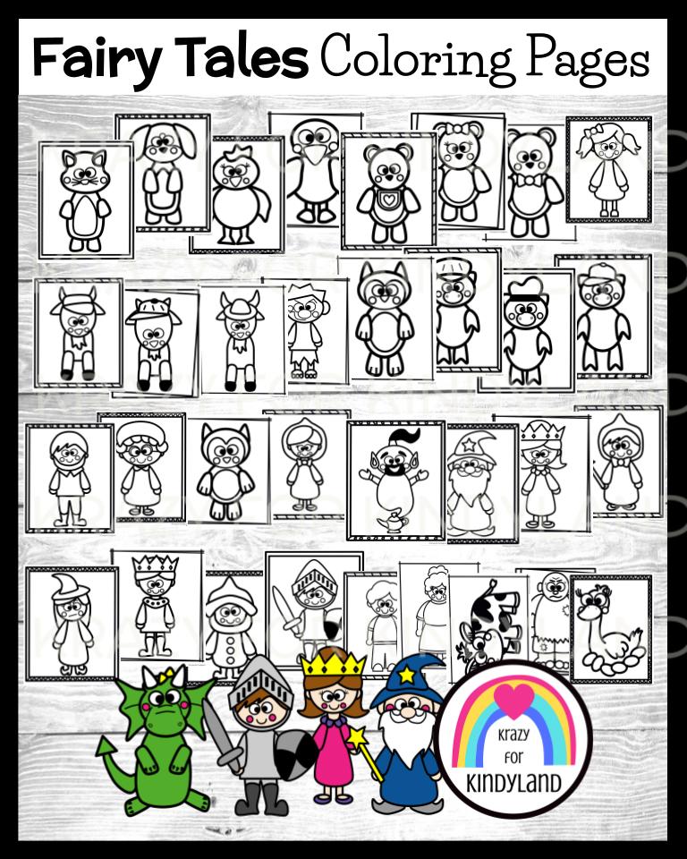 Fairy tales coloring page booklet