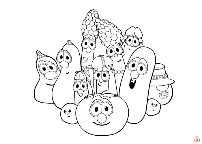 Printable veggie tales coloring pages free for kids and adults
