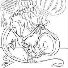 Fa mulan and her guardian mushu the dragon coloring pages