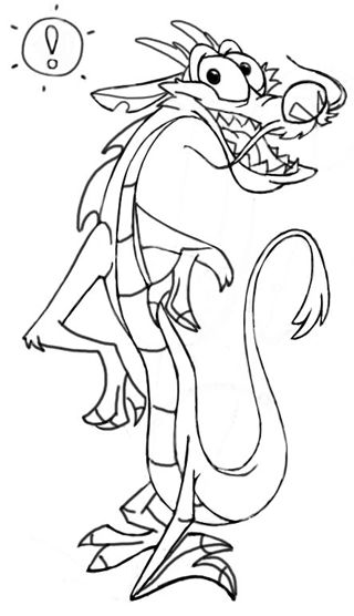 How to draw mushu dragon from mulan with step by step drawing lesson