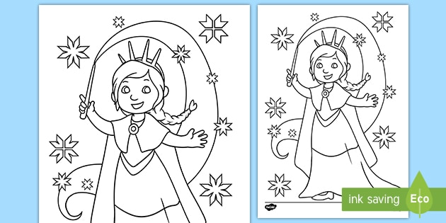 Winter princess fairy tale resource colouring activity