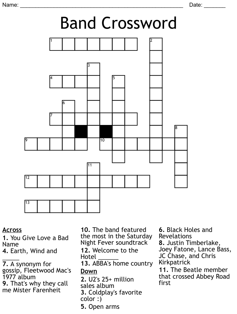Similar to s bands and artists crossword