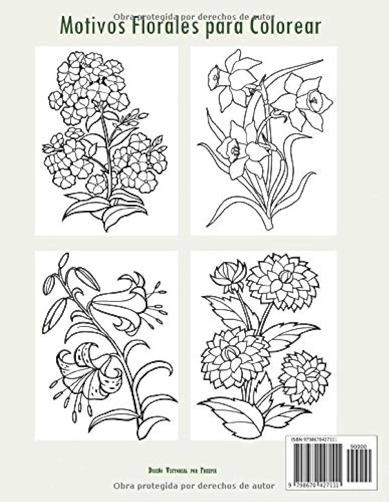 Hermosas flores libro de colorear para adultos flores lindas para relajaciãn y alivio del estrãs ilustraciones unilaterales de patrones de sobre un fondo blanco spanish edition g studio carol