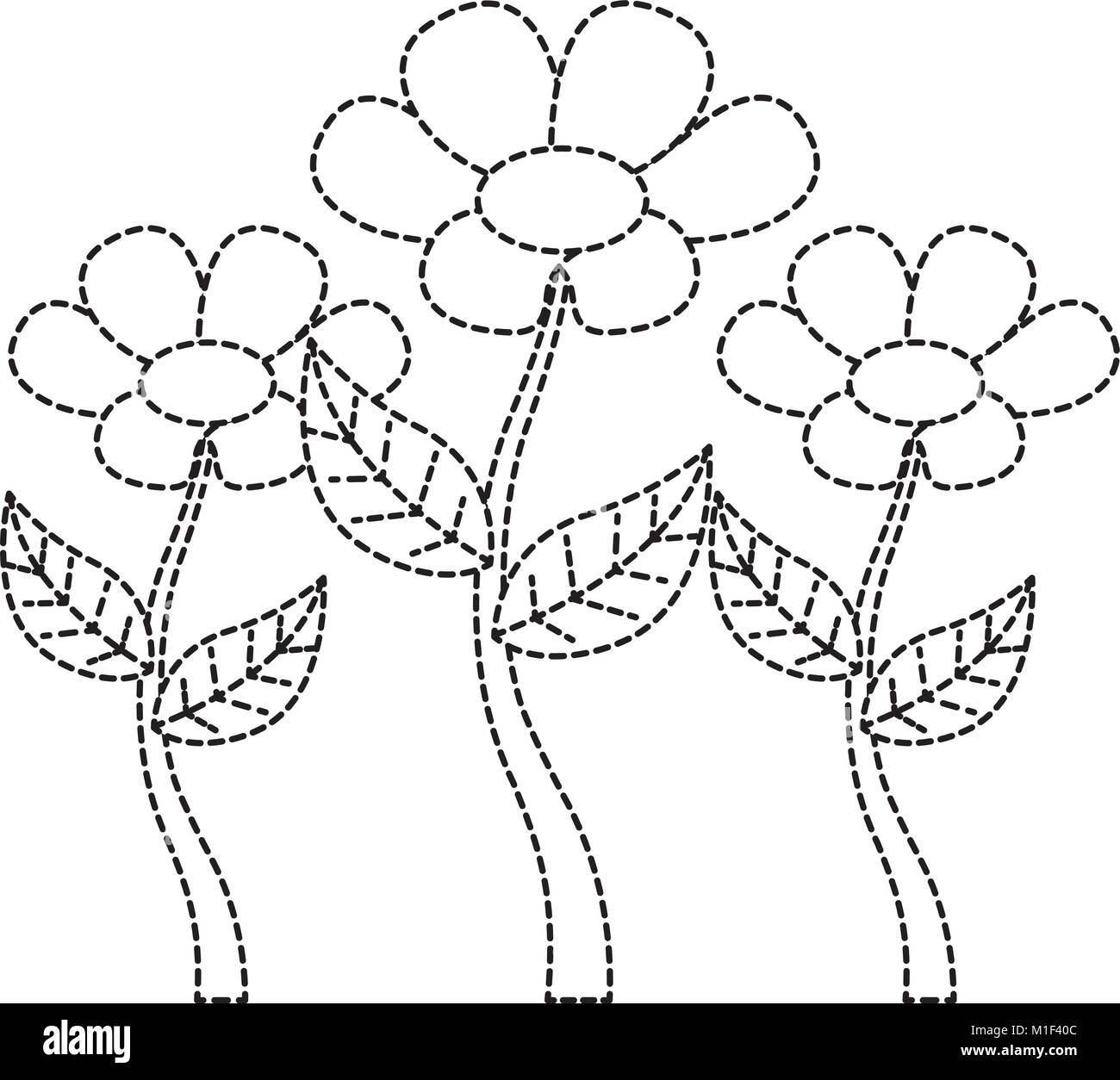 Decoraciãn tr flor de pãtalos del tallo botãnico hoja imagen vector de stock