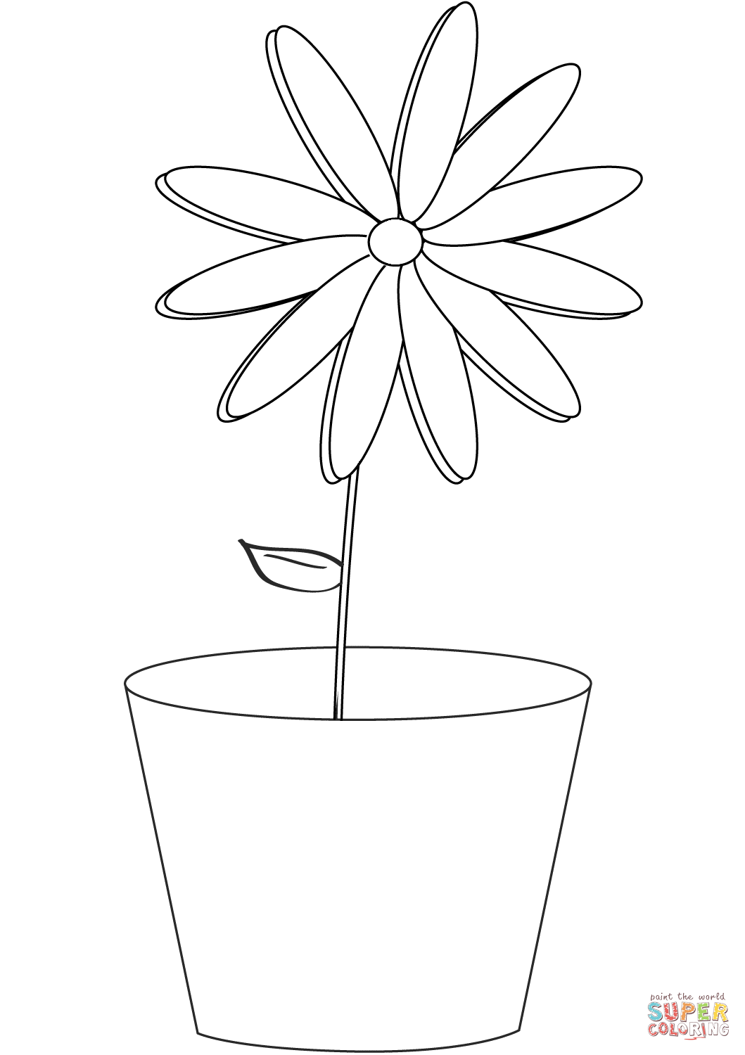 Dibujo de maceta con flor para colorear dibujos para colorear imprimir gratis