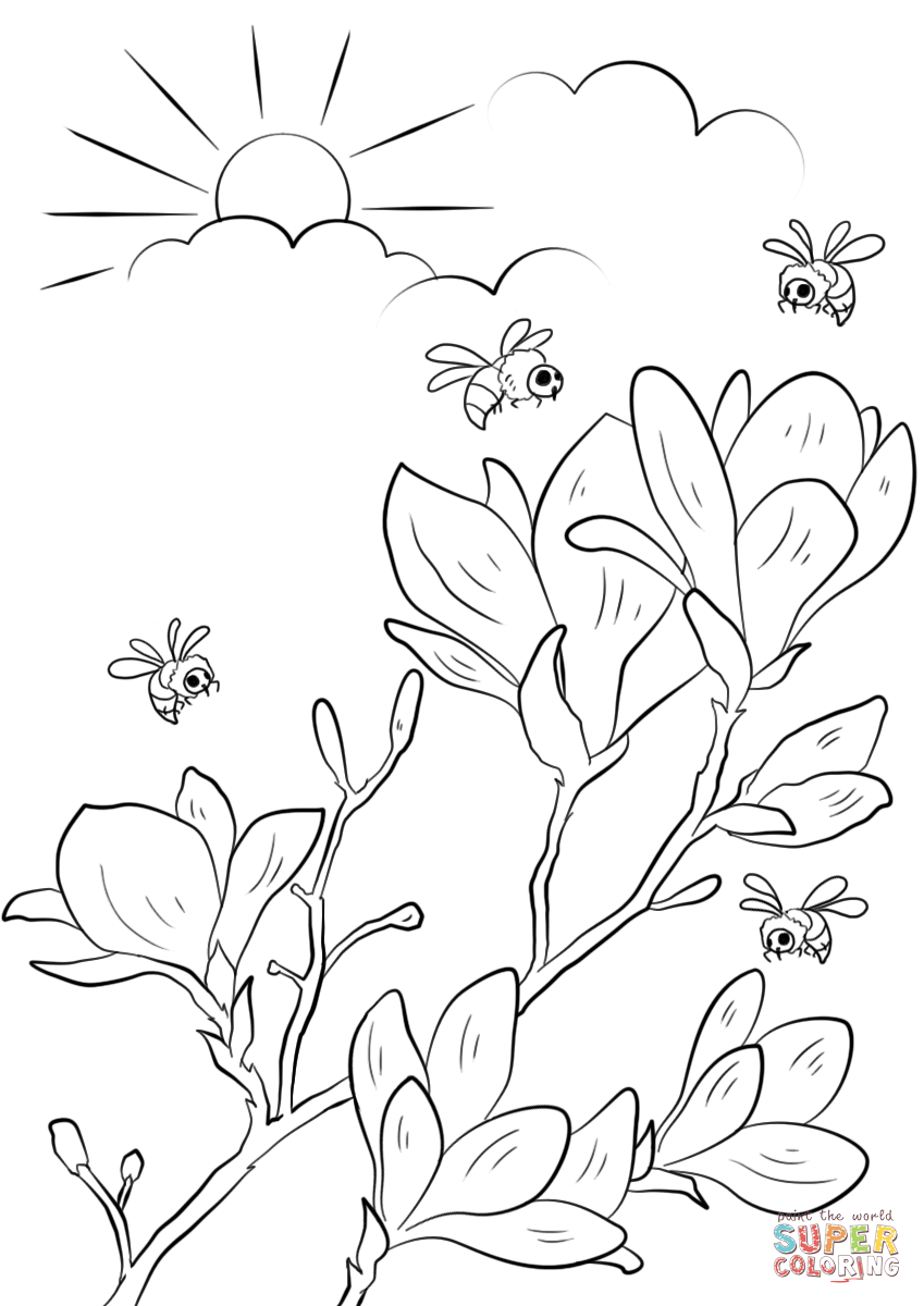 Dibujo de ramos de flores de primavera para colorear dibujos para colorear imprimir gratis
