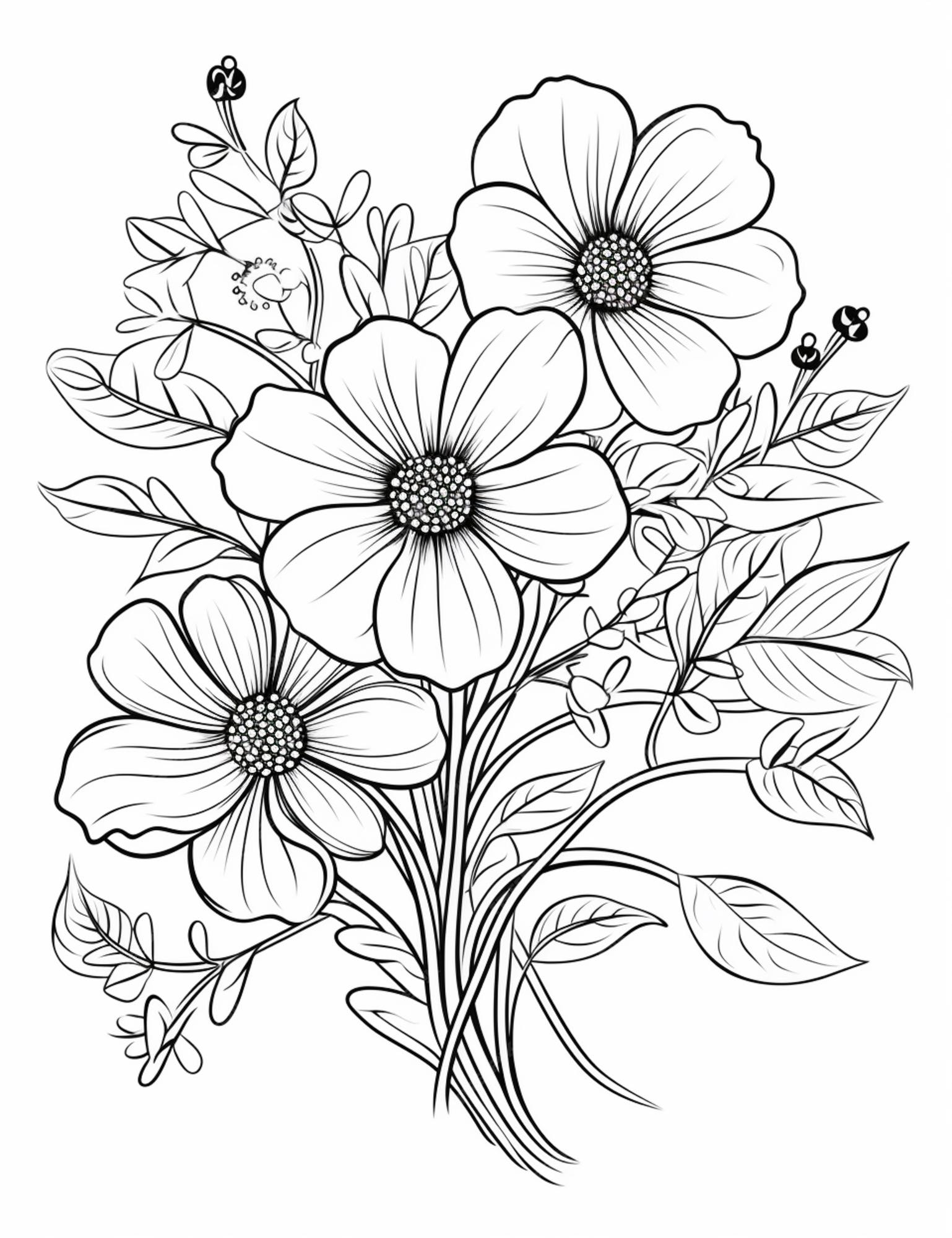 Un dibujo de flor con mariquitas en el tallo ai generativo foto premium