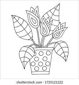 Macetas de flores dibujadas a mano vector de stock libre de regalãas