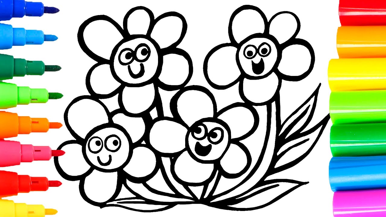 Dibuja y colorea flores de colores ððº dibujos fãciles