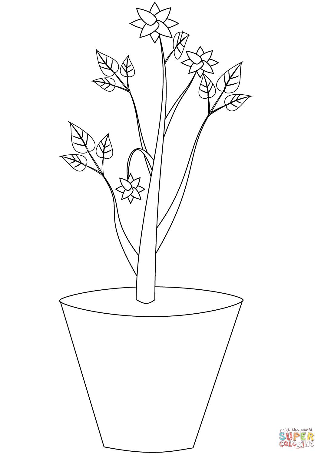 Dibujo de maceta con flores para colorear dibujos para colorear imprimir gratis