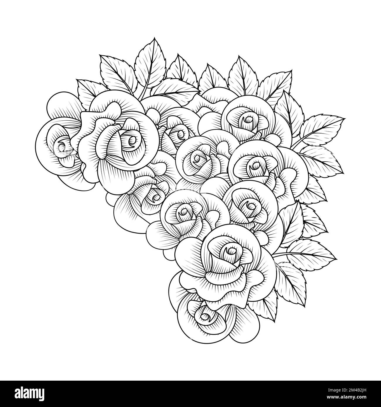 Coloring page rose flower fotografãas e imãgen de alta roluciãn