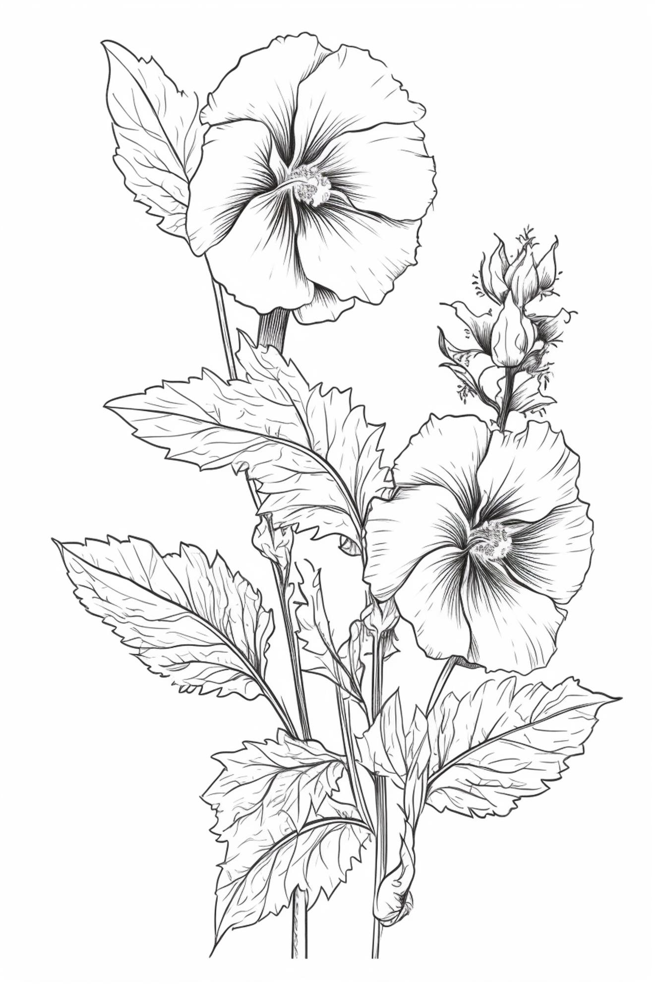 Un dibujo de una flor con tallo y hojas foto premium