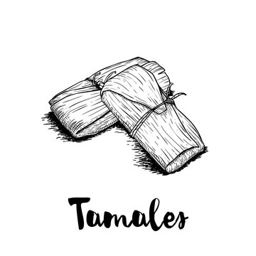 Hand drawn sketch style traditional mexican food tamales retro craft mexican cuisine vector illustration best for restaurant menu designs flyers and banners vector