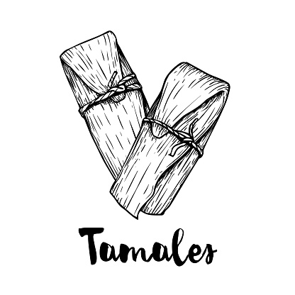 Hand drawn sketch style traditional mexican food tamales top view retro craft mexican cuisine vector illustration best for restaurant menu designs flyers and banners stock illustration