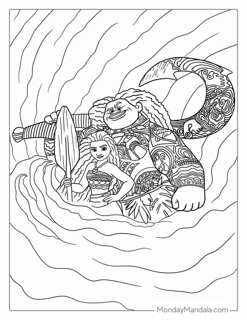 Moana coloring pages free pdf printables