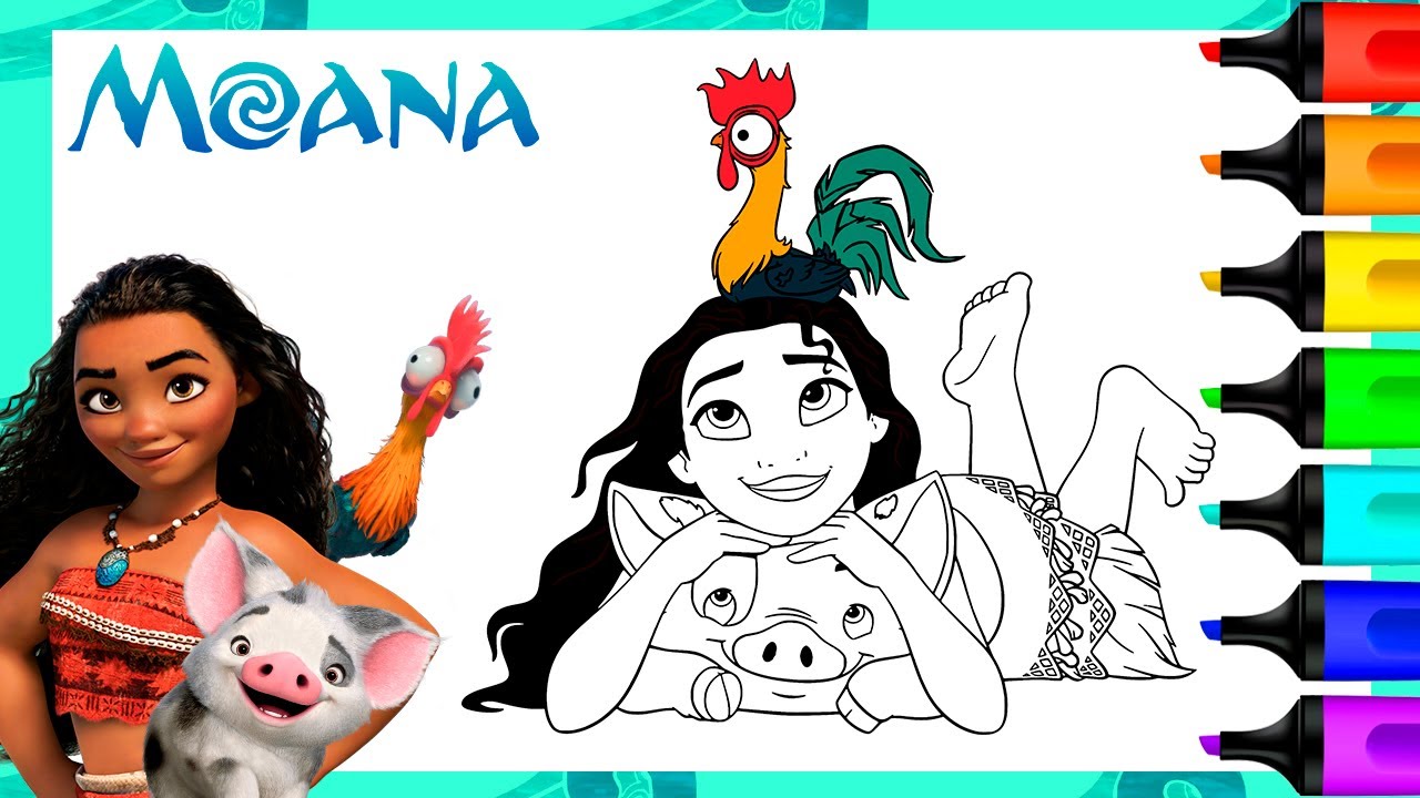 Coloring moana and her friends moana coloring pages