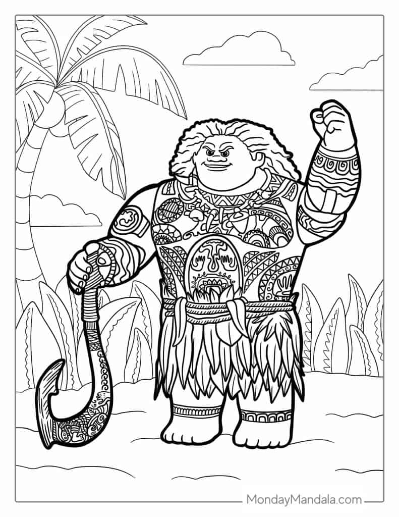 Moana coloring pages free pdf printables