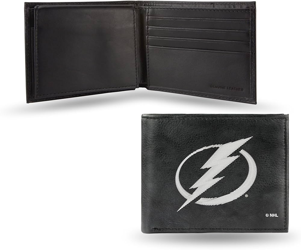 Nhl tampa bay lightng embroidered genue cowhide leather billfold wallet bags wallets and luggage