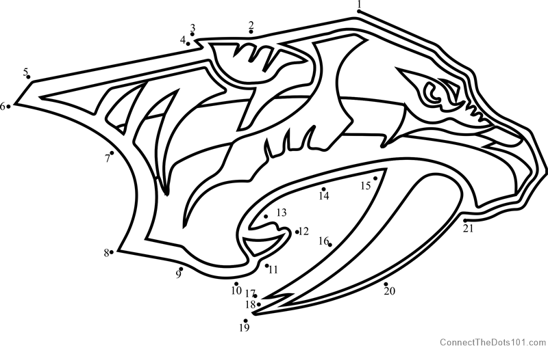 Nashville predators logo dot to dot printable worksheet
