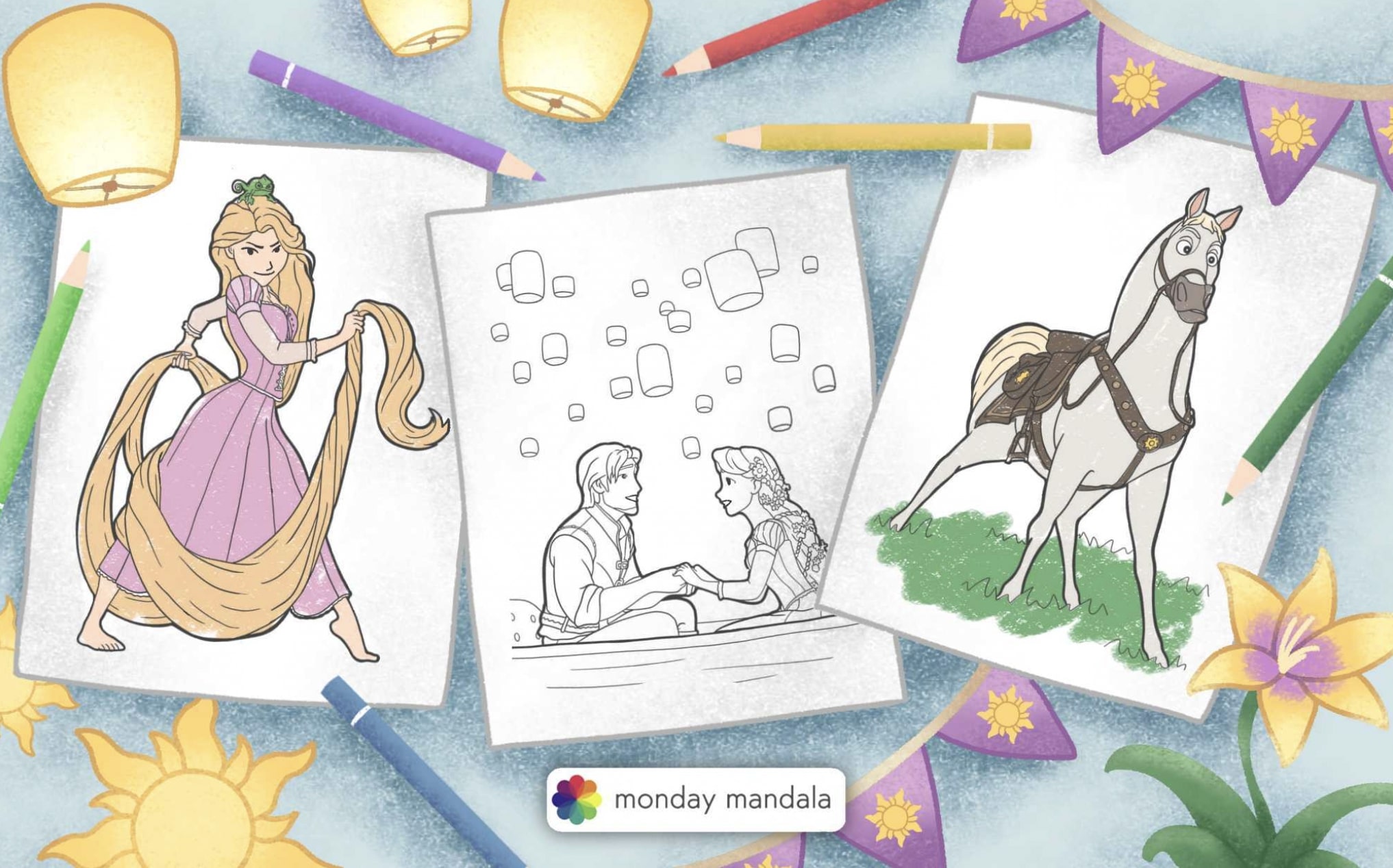 Tangled coloring pages free pdf printables