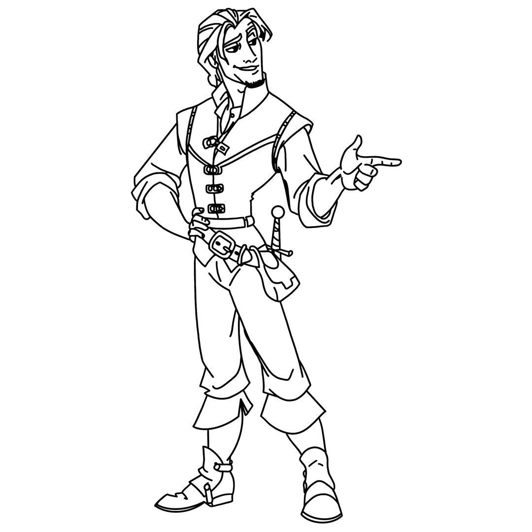 Flynn rider tangled digital files svgpdfpngjpeg princess coloring pageskids coloring pages