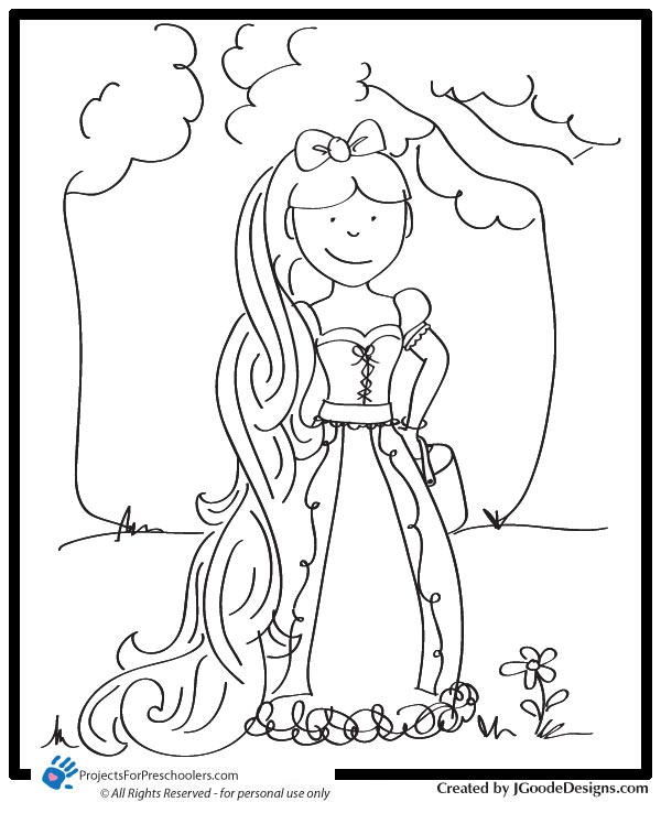 The story of rapunzel and coloring page