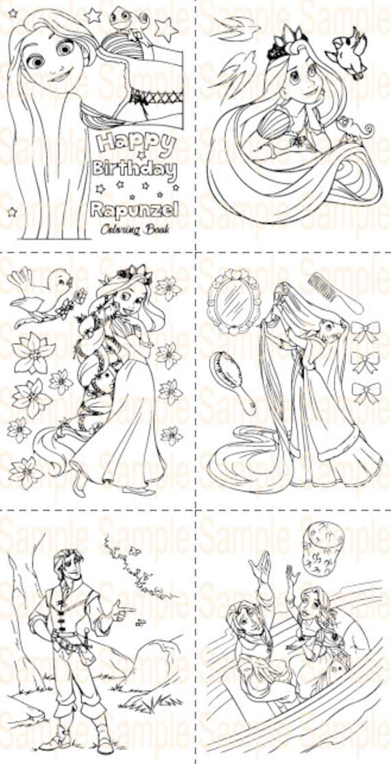 Rapunzel coloring book rapunzel birthday party printables coloring pages sheets princess birthday party favors activity instant download pdf