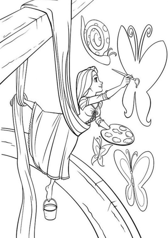 Free easy to print tangled coloring pages