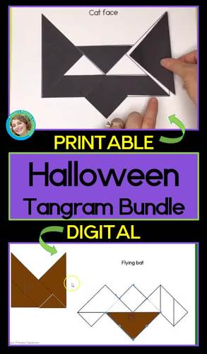 Halloween tangram puzzles print and digital d shapes math center tangrams