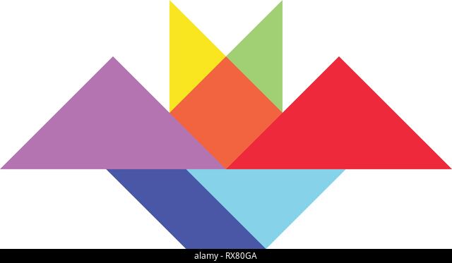Color tangram puzzle in bat shape on white background vector stock vector image art