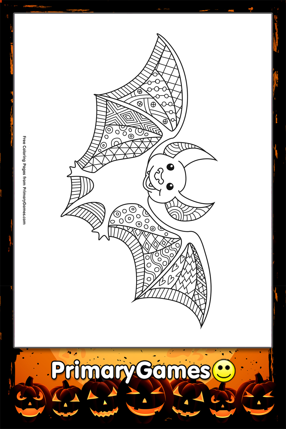 Zentangle bat coloring page â free printable pdf from