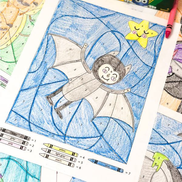Use these halloween color by number printables for creative family fun
