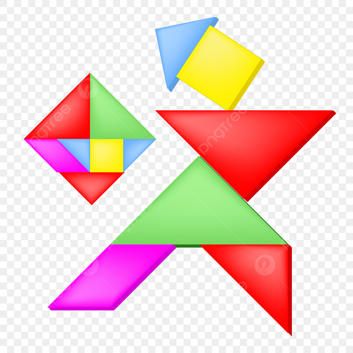 Tangram clipart hd png tangram game cartoon illustration tangram color geometric game png image for free download