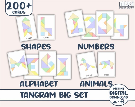 Buy pastel color tangram big set cards free tangram online in india