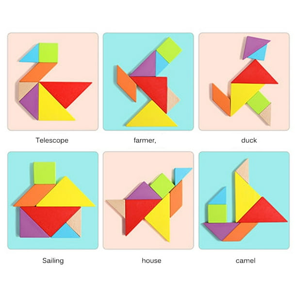 Children developmental mental tangram wooden christmas safe puzzle edutional toys